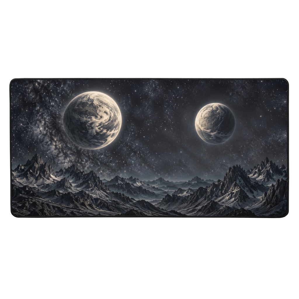 Dark Planets desk mat 16x32 in, Printful mockup