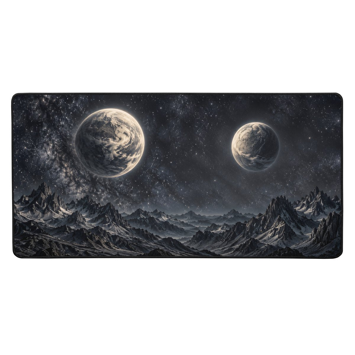 Dark Planets desk mat 16x32 in, Printful mockup