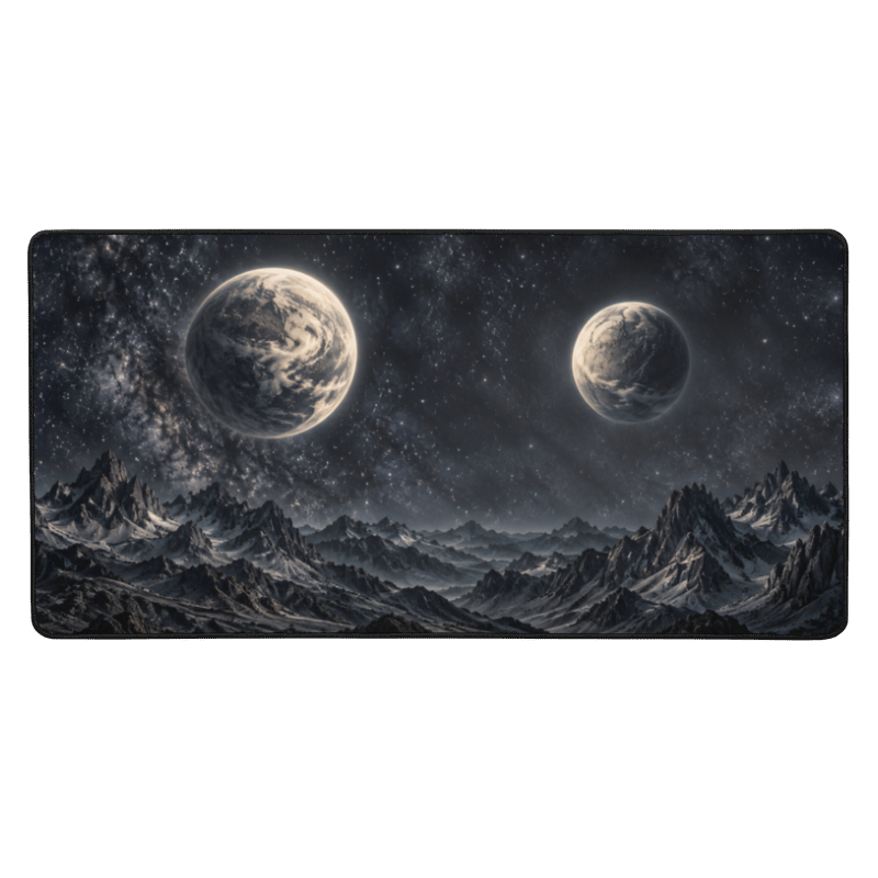 Dark Planets desk mat 16x32 in, view 1