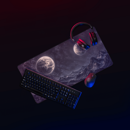Dark Planets desk mat 16x32 in, view 2
