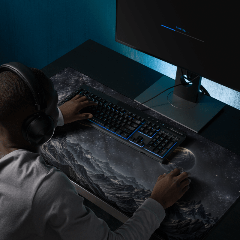 Dark Planets desk mat 36x18 in, view 3