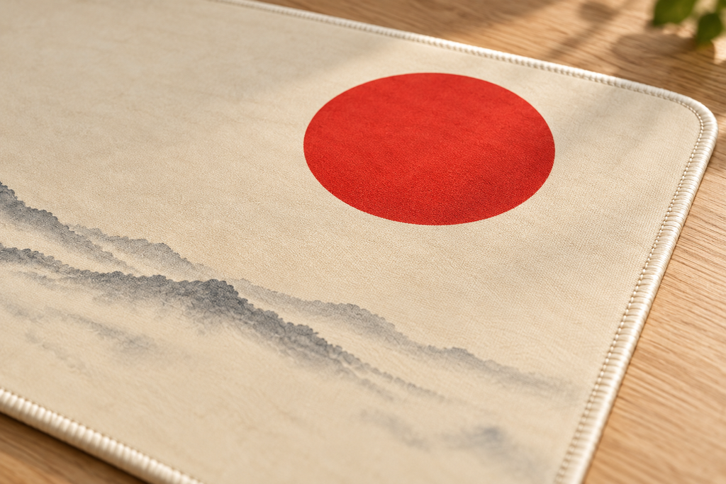 Vermilion Sun desk mat print detail close-up